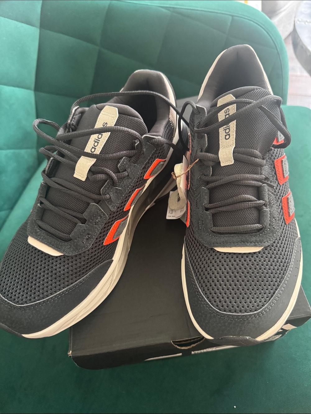 New adidas Astrastar grey with orange stripes